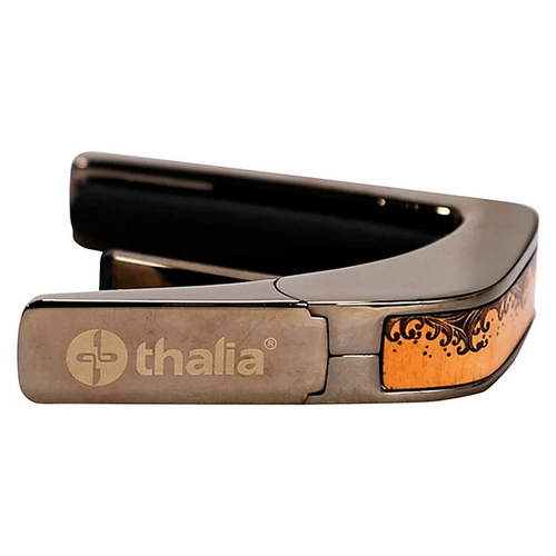 Thalia Black Chrome Guitar Capo - Flamed Maple Waves
