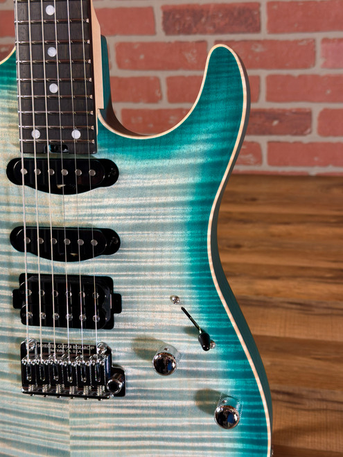 Schecter USA Custom Shop Sunset Custom II 24 Electric Guitar - Aruba Teal