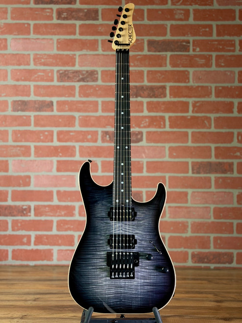 Schecter USA Custom Shop Sunset Custom II 24 FR Electric Guitar - Trans Black Burst (with Floyd Rose)
