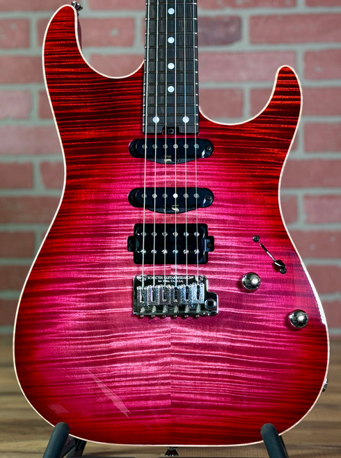 Schecter USA Custom Shop Sunset Custom II 24 Electric Guitar - Watermelon (with Gotoh 510 Tremelo)