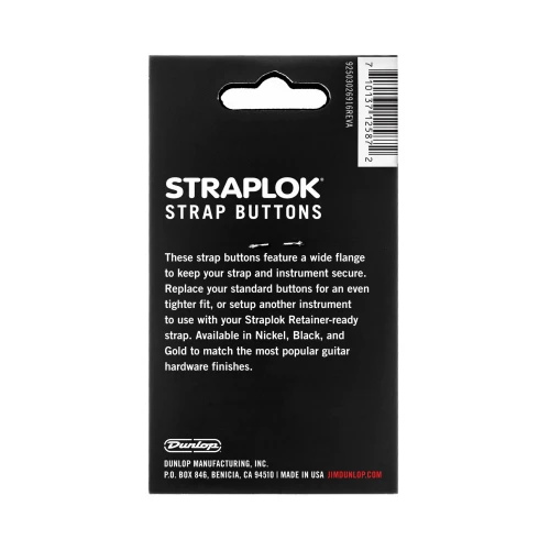 Dunlop StrapLok Dual Design Strap Button Set - Black (2-sets)