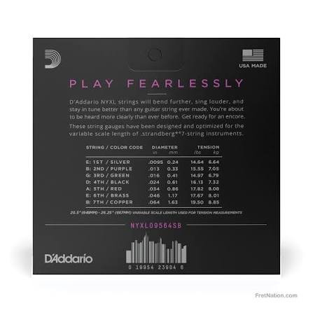 D'Addario NYXL Nickel Wound 7-String Electric Guitar Strings | Strandberg Custom Light | 9.5-64