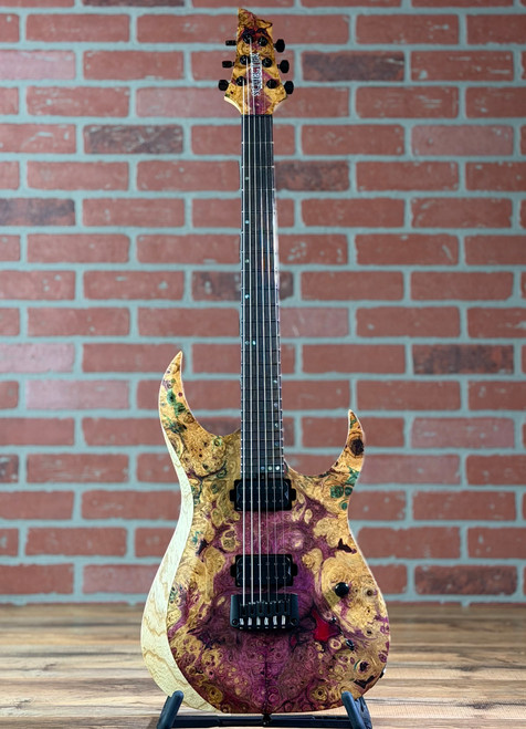 Schecter USA Custom Shop Sunset Extreme-6 Electric Guitar - Natural Satin with Purple Stabilized Burl Top