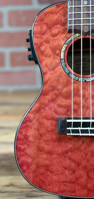 Lanikai QM-RDCEC Quilted Maple Acoustic-Electric Concert Ukulele - Red Satin