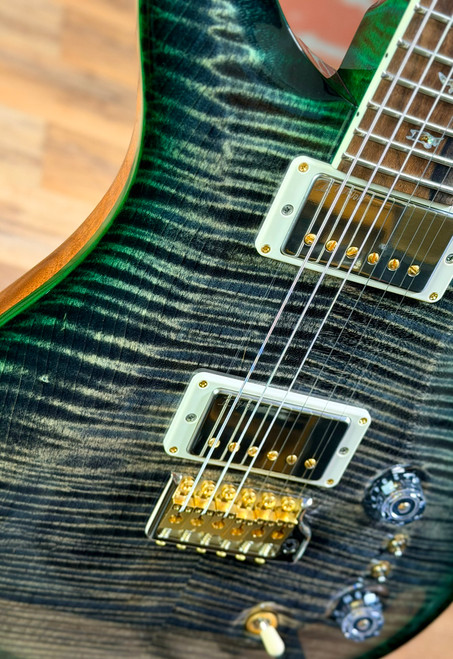 PRS McCarty Wood Library 10-Top Electric Guitar - Custom Charcoal with Emerald Burst & Stained Neck