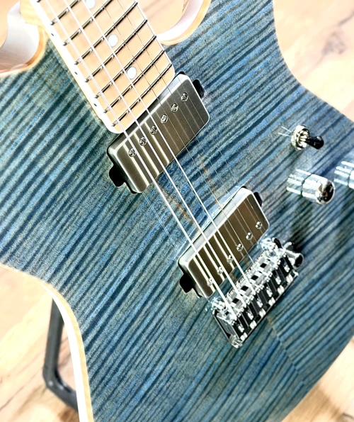 Schecter USA Masterworks PT Custom Electric Guitar - Faded Denim Top/Trans White Back