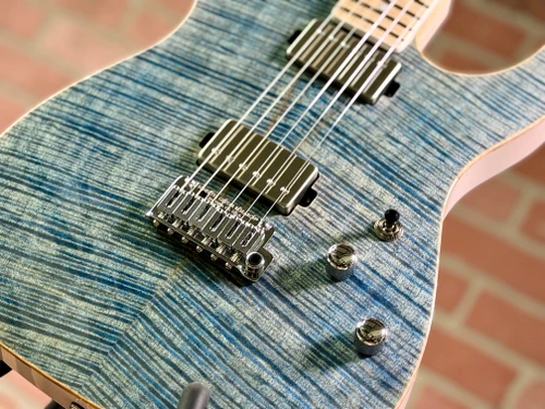 Schecter USA Masterworks PT Custom Electric Guitar - Faded Denim Top/Trans White Back