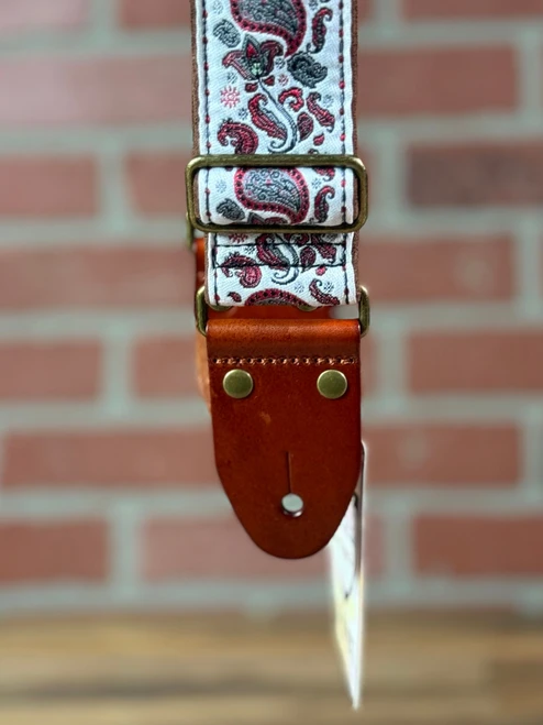 Tetherax Fancy RagTop Vintage Jacque Weave Leather-End Strap -  Pink, White, Silver