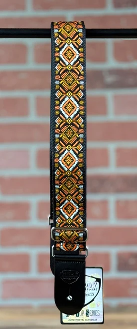 Tetherax Neoback RagTop Vintage Jacque Weave Leather-End Strap -  Orange, Gold, White, Black