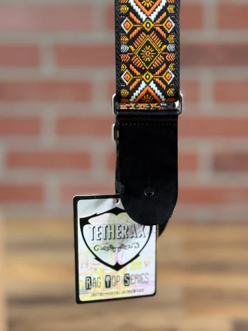 Tetherax Neoback RagTop Vintage Jacque Weave Leather-End Strap -  Orange, Gold, White, Black