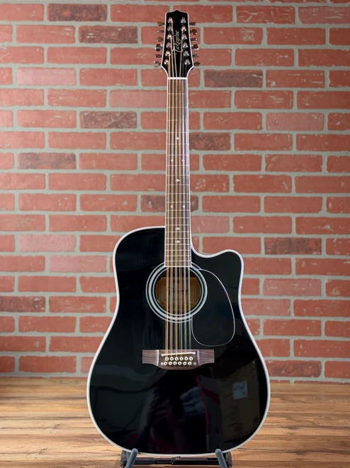 Takamine EF381SC 12-String Dreadnought Cutaway Acoustic-electric Guitar - Gloss Black