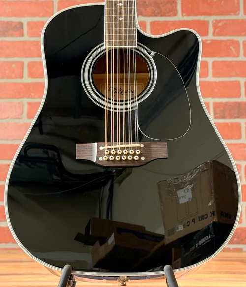 Takamine EF381SC 12-String Dreadnought Cutaway Acoustic-electric Guitar - Gloss Black