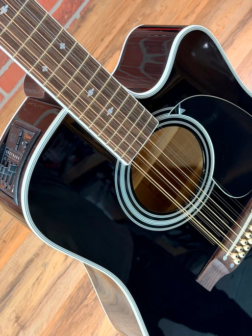 Takamine EF381SC 12-String Dreadnought Cutaway Acoustic-electric Guitar - Gloss Black