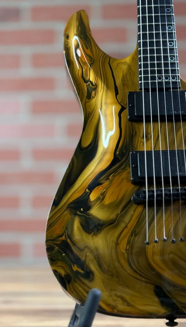 Schecter C-1 Hydro-dip 6-String Electric Guitar - Golden Eclipse S/N RN26040732