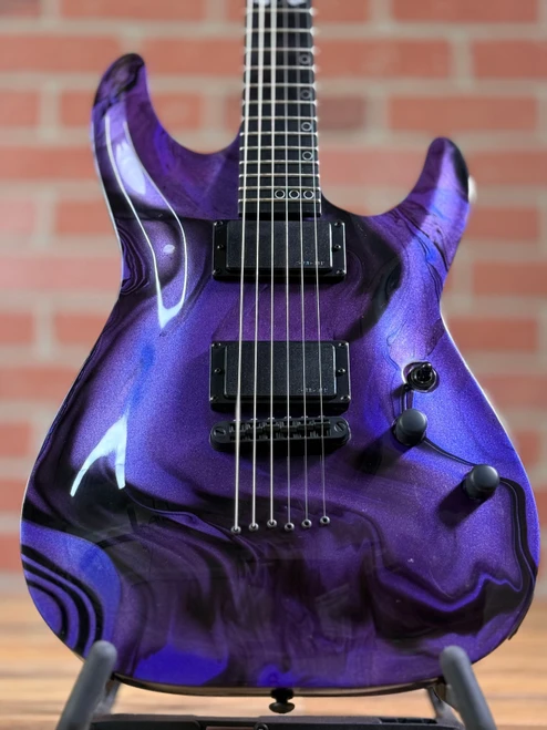 Schecter C-1 Hydro-dip 6-String Electric Guitar - Purple Obsidian S/N RN26040589