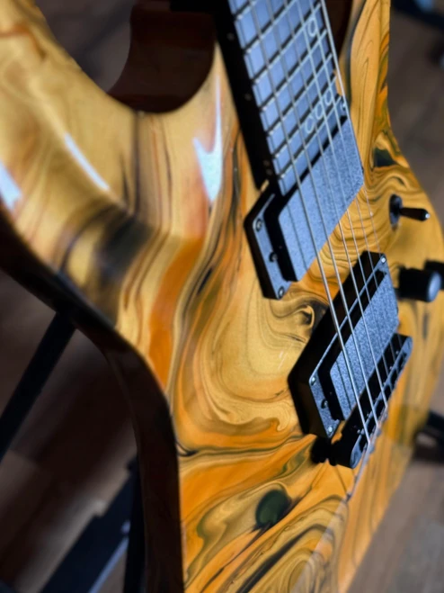 Schecter C-1 Hydro-dip 6-String Electric Guitar - Golden Eclipse S/N RN26040740