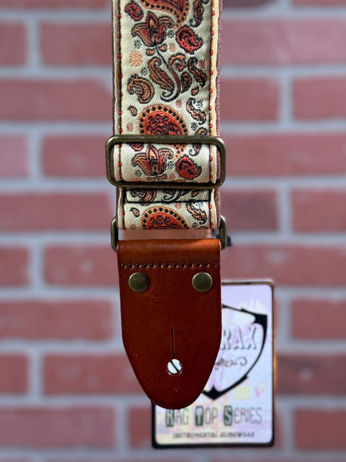 Tetherax Fancy RagTop Vintage Jacque Style Weave Leather End Strap - Orange, Tan, & Peach
