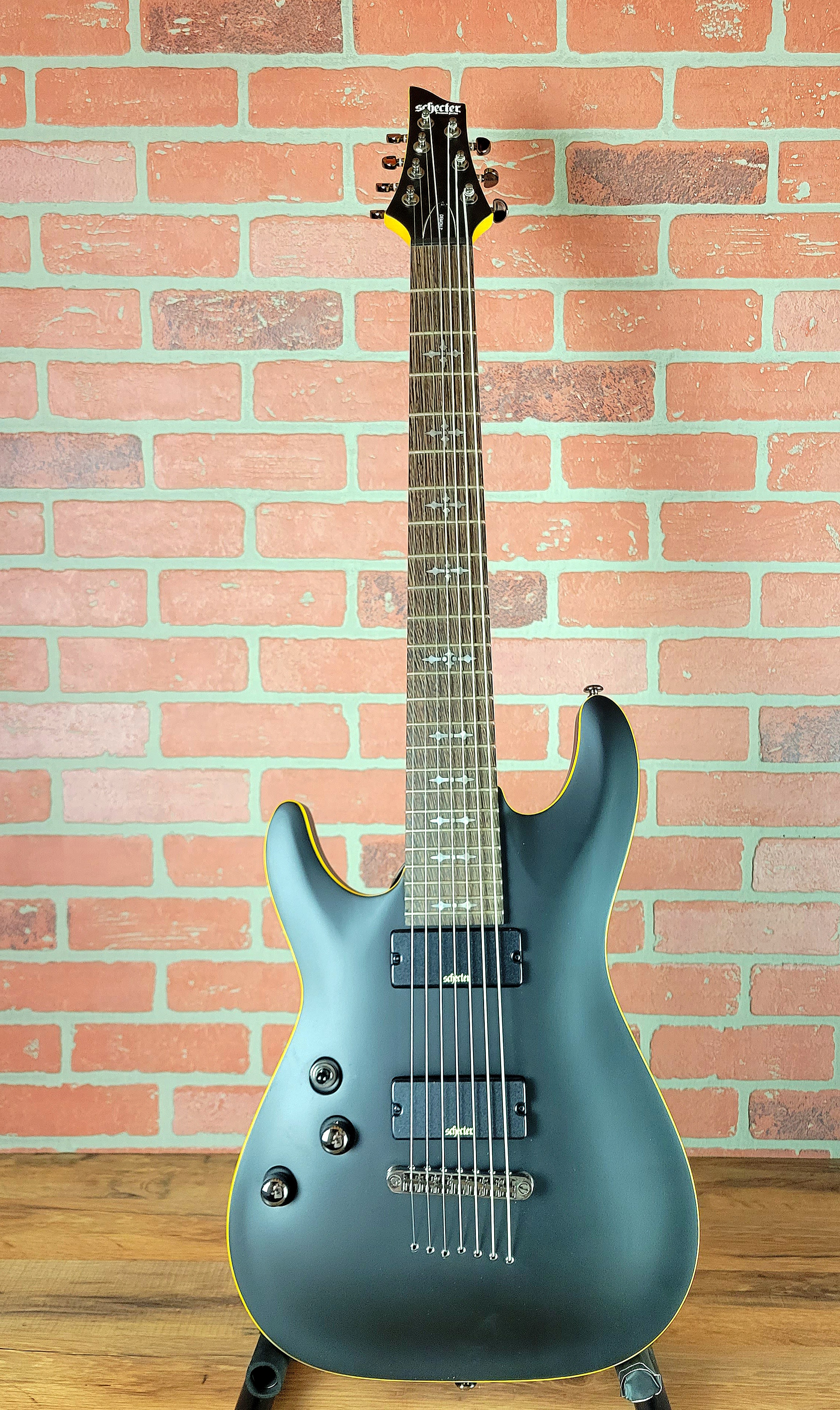 Schecter Left-Handed Demon 7 string All Black Satin Electric