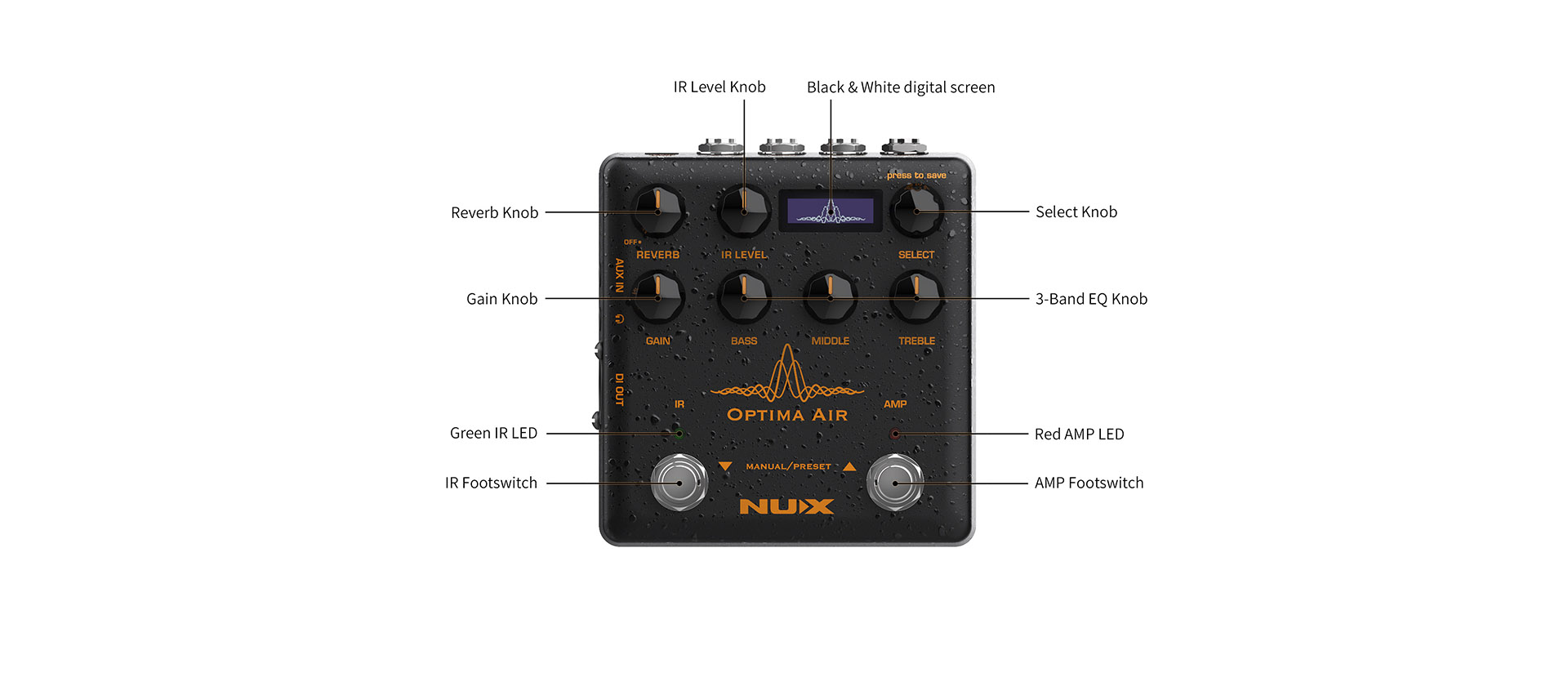 NUX Optima Air (NAI-5) Acoustic Guitar Simulator & IR Loader