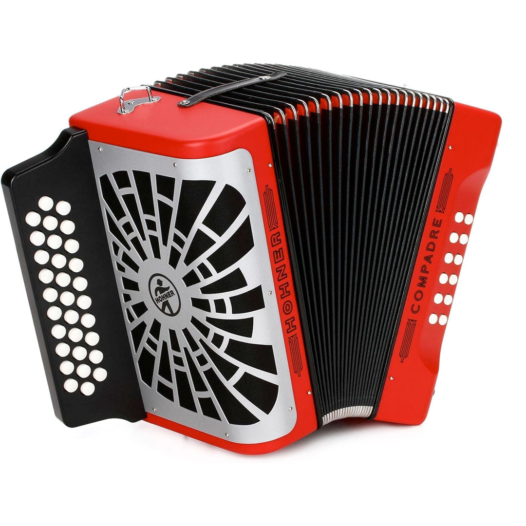 Hohner Compadre Accordion GCF Red w/Silver Grill at No Limit Guitar Co