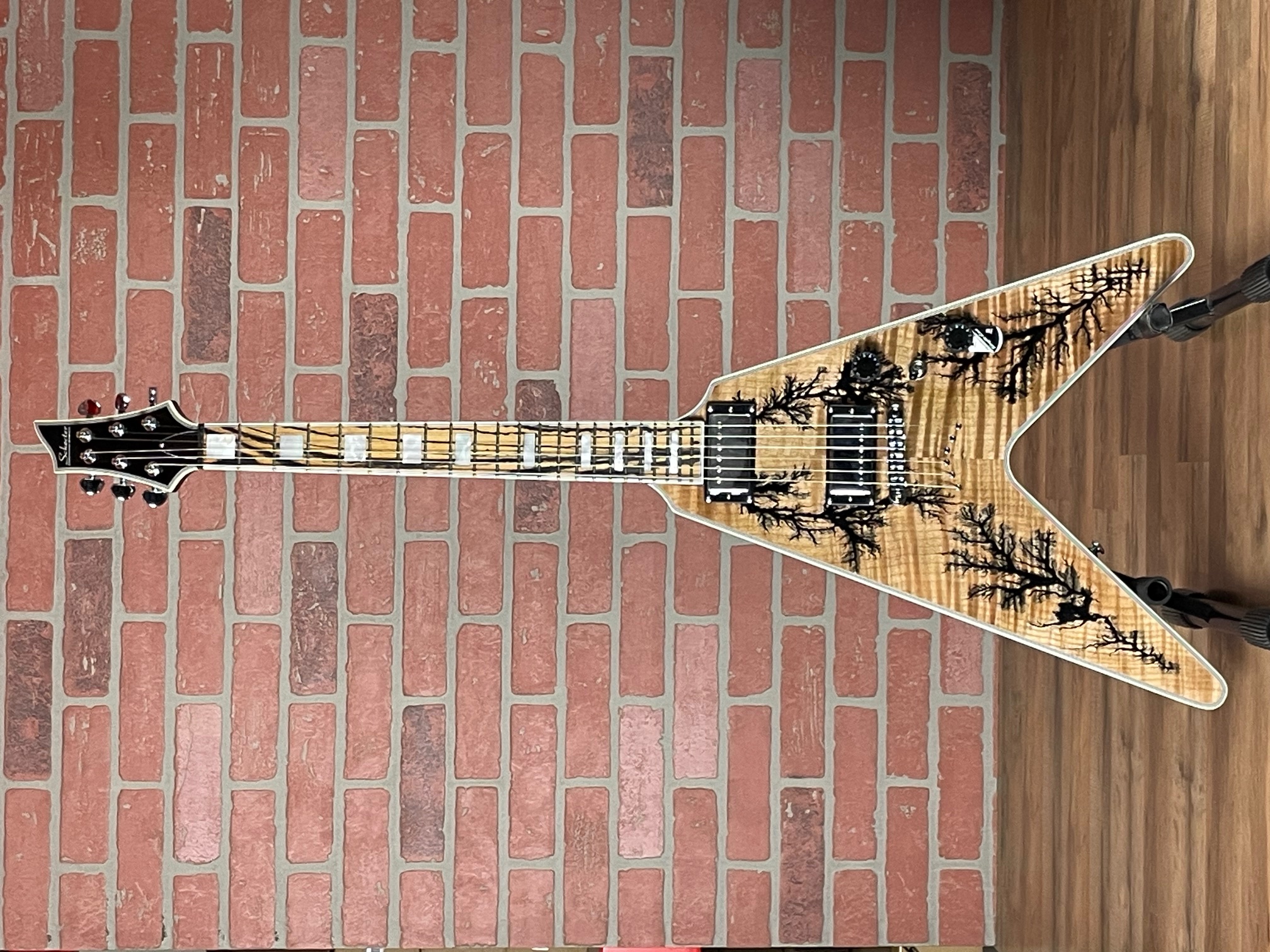 Schecter V-1 Electro-Resin Electric Guitar - Gloss Natural at No