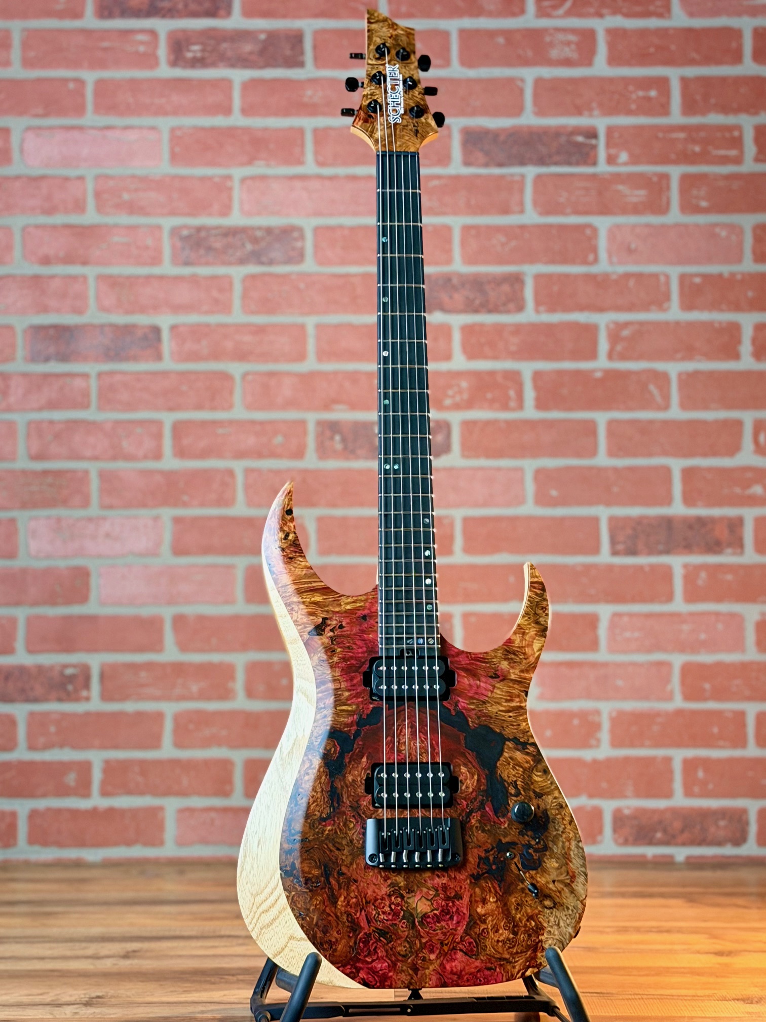 hop Schecter USA Custom Shop Sunset Extreme - Natural Satin Burl
