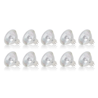 Simba Lighting® Halogen MR16 12V 20W Bulbs GU5.3 2-Pin BAB Cover Glass, 10-Pack