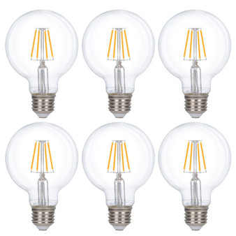 Simba Lighting® LED Vintage Edison Filament G25 Globe 4W Dimmable 40W Equivalent 120V 2700K, 6-Pack