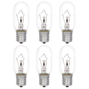 Simba Lighting® Incandescent Appliance Light Bulb T8 40W E17 Intermediate Base, 120V 2700K, 6-Pack