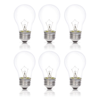 Simba Lighting® Incandescent Appliance Light Bulb A15 40W E26 Medium Base, 120V 2700K, 6-Pack