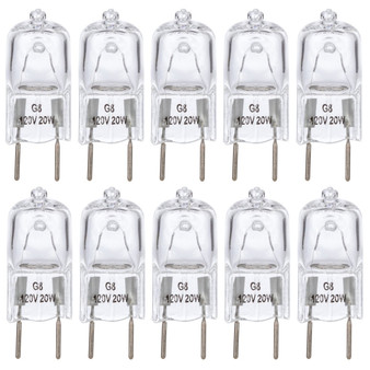 Simba Lighting® Halogen Light Bulb G8 T4 20W JCD Bi-Pin Shorter 1.38" Length 120V, 2700K, 10-Pack