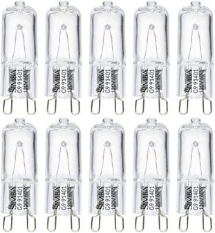 Simba Lighting® Halogen Light Bulb G9 T4 60W JCD Bi-Pin 120V, Dimmable, 2700K Warm White, 10-Pack