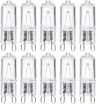 Simba Lighting® Halogen Light Bulb G9 T4 40W JCD Bi-Pin 120V, Dimmable, 2700K Warm White, 10-Pack