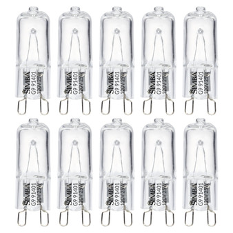 Simba Lighting® Halogen Light Bulb G9 T4 25W JCD Bi-Pin 120V, Dimmable, 2700K Warm White, 10-Pack