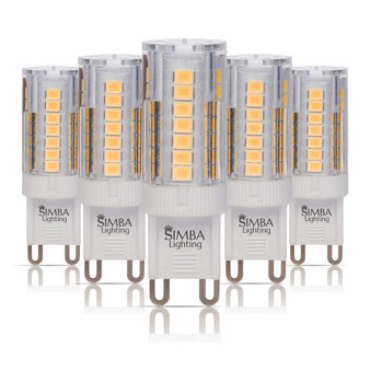 Simba Lighting® LED G9 4W T4 40W Halogen Replacement JCD Bi-Pin Base 120V 3000K Soft White, 5 Pack