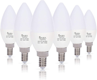 Simba Lighting® LED Candelabra B11 C37 5W 40W Replacement Bulbs 120V E12 2700K Warm White 6-Pack
