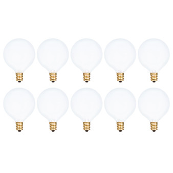 Simba Lighting® Decorative Globe G16.5 Round Bulb 40W E12 Candelabra Base Frosted Glass, 10 Pack