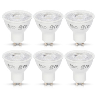 Simba Lighting® LED GU10 ETL Listed 5W Dimmable 50W Halogen Replacement Bulb Twist Base 120V 2700K, 6-Pack
