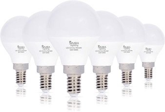 Simba Lighting® LED G14 G45 7W 60W Replacement Bulbs 120V E12 Candelabra Base 5000K Daylight 6-Pack