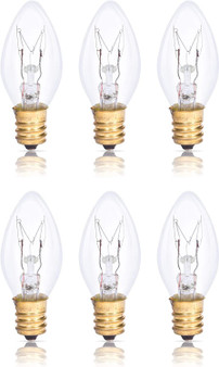 Simba Lighting® C7 15W Replacement Bulb Clear Candle Shape 120V, E12 Candelabra Base, 2700K, 6-Pack