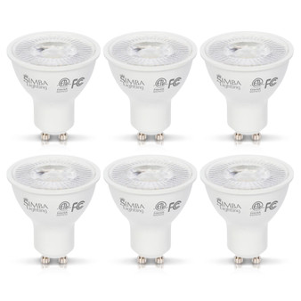 Simba Lighting® LED GU10 ETL Listed 7W Dimmable 70W Halogen Replacement Bulb Twist Base 120V 5000K, 6-Pack
