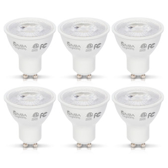 Simba Lighting® LED GU10 ETL Listed 7W Dimmable 70W Halogen Replacement Bulb Twist Base 120V 2700K, 6-Pack