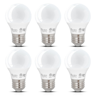 Simba Lighting® LED A15 ETL Listed 7W 60W Equivalent Small Bulbs Dimmable 120V E26 Base 5000K Daylight 6-Pack