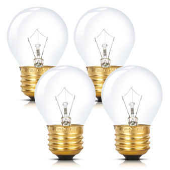 Simba Lighting® Oven Light Bulb 300°C/572°F Rated G45 G14 40W E26 Medium Base, 120V 2700K, 4-Pack