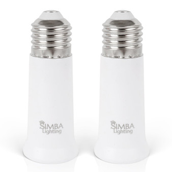 Simba Lighting® E26 Light Bulb Socket Extender 5cm / 1.97in Adapter White, Medium Screw Base, 2-Pack