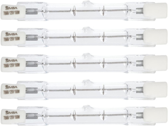 Simba Lighting® Halogen R7s 78mm 120V 150W T3 J Type Double Ended Bulbs, 5-Pack