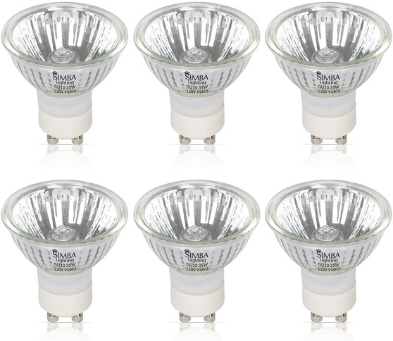 Simba Lighting® Halogen GU10 120V 35W Bulbs MR16 Reflector with Cover Glass, 6-Pack