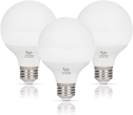 Simba Lighting® LED Globe G25 G80 8W 60W Equivalent Bulbs 120V E26 Base 5000K Daylight 3-Pack