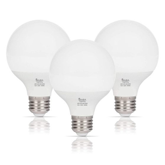 Simba Lighting® LED Globe G25 G80 8W 60W Equivalent Bulbs 120V E26 Base 5000K Daylight 3-Pack