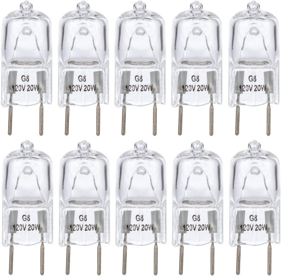 Simba Lighting® Halogen Light Bulb G8 T4 20W JCD Bi-Pin Shorter 1.38" Length 120V, 2700K, 10-Pack